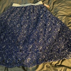 Lularoe Lola large Blue Floral Lace Skirt new with tag